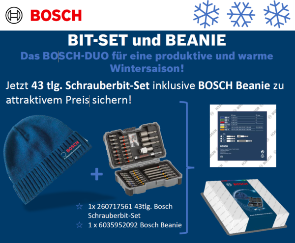 43 tlg. Schrauberbit-Set inkl. Bosch Beanie